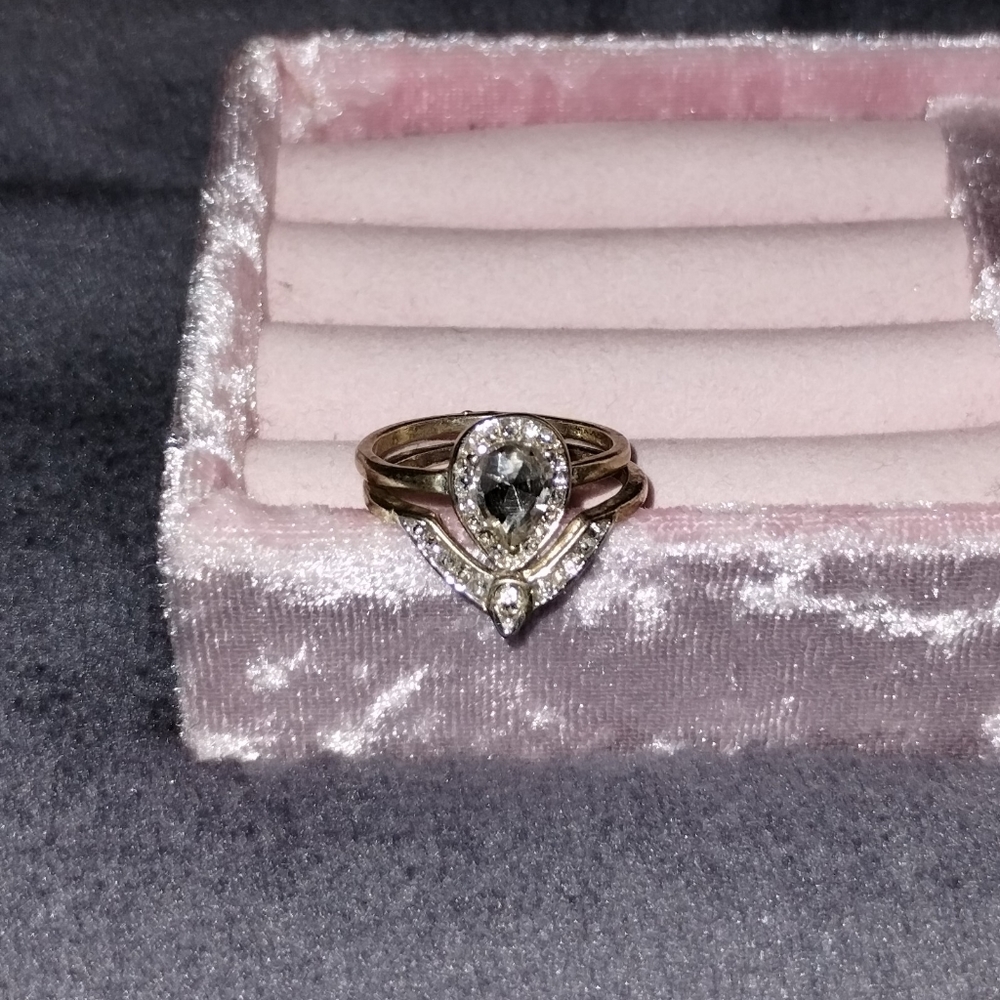 2-Piece Teardrop Ring Set, Size 8